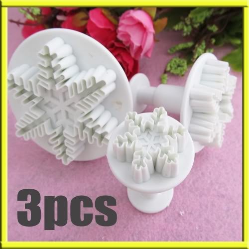 3x Snowflake Cookies Biscuit Cake Decorating Plunger Cutter Sugarcraft Mold Tool[010148]